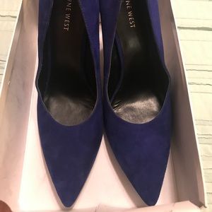 Suede cobalt blue heels